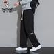 Woodpecker Casual Pants Men's Autumn and Winter Plus Velvet 2025 New Straight Leg Sports Pants Loose Wide Leg Casual Long Pants Khaki XL (Recommended 125-150Jin Jin equals 0.5 kg)