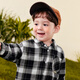 Mini Bala boys plaid shirt spring skin-friendly soft trendy cool children's long-sleeved loose baby top 25 years