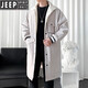JEEP SPIRIT windbreaker jacket men's mid-length spring and autumn work coat 2025 new long style high-end casual large size men's trendy off-white plus velvet 2XL