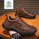 
Woodpecker high-end new style new handmade soft sole men's shoes spring casual shoes men's leather shoes flat large size loafers 9893 light brown 38