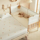 BOBDOG Solid Wood Crib Seamless Splicing Bed High Guardrail Newborn Children High Guardrail Baby Bedside Bed Adjustable Height Basic Popular Bear - Mattress Not Included 190cm*60cm