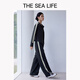 THE SEA LIFE sports pants Ou Hai Yisheng Sports casual pants for women 2025 autumn new contrast knitted trousers 17216 Caffefa gray M