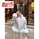 Jingxun haining mink fur 2025 Новый хэинский мех лисы интегрирован плюс бархатный утолщенный выдр кролика кролика, меховое покрытие наружное норковое покрытие молодого стиля синий S_90-105Jin [Jin равняется 0,5 кг]