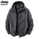 JEEP SPIRIT Jeep Polar Fleece Jacket Men's Autumn and Winter Young and Middle-aged Loose Large Size Casual Jacket Coldproof Plus Velvet Thickened Dark Gray Velvet 2518A Hooded 2XL Recommended 145-160Jin Jin equals 0.5 kg