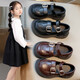 Girls Shoes Princess Shoes 2025 Spring New Genuine Leather Children's Small Leather Shoes Soft Sole Girls Black Single Shoes Spring Style Black 32 Inner Length Approximately 19.6cm