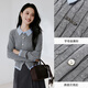 Xiangying College Style Miu Gray Knitted Cardigan Women's 2026 Spring New Cable Lapel Fake Two-piece Sweater Light Gray M 160/84A/95-110Jin Jin equals 0.5 kg