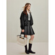 Inman Simple Casual Stand Collar Chaqueta de cuero Negra 2025 Autumn Women's New Short Chaqueta corta Top Midnight M M.