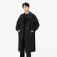 LOFVRANG cotton thickened warm mid-length windbreaker jacket men's autumn and winter large size loose fat casual coat knee-length cloak black cotton thickened 2XL suitable for 160 to 180 Jin Jin equals 0.5 kg