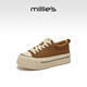 Millies echtes Leder-Cowide Einfacher und komfortabler Leinwandschuhe für Frauen, modische leichte und vielseitige, lässige Schuhe mit dickem Lösern für Frauen, Camel 37