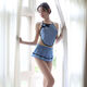 Underwear, Republic of China style cheongsam uniform, sexy pajamas, women's bellyband short skirt, blue bellyband thong, one size fits all