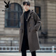PLAYBOY Woolen Coat Men's Mid-Length Horn Button Windbreaker 2025 New Spring and Autumn Style British Style Woolen Coat Black 2XL