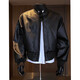 Yu Ruike American deconstructed short leather jacket men's handsome motorcycle baseball uniform trendy workwear bomber jacket black M 90-110Jin Jin is equal to 0.5 kg