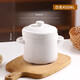 GERTHRON German high-end ceramic stew pot with lid for one person, one cup, food grade, double-ear microwave oven with lid, water-proof stew pot for home use, white double lid 450ML