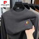 Pierre Cardin 2025 New Gray American Retro Henley Neck Sweater Men's Lazy Style Knitted Sweater Dark Gray L 115