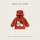 Dudujia children's coat winter velvet boys' hooded tops winter style girls' clothes thickened baby children's clothing cartoon red 90