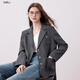 Betu women's 2025 autumn new suit fashionable high-end gray temperament commuting smart suit jacket 2509T24 dark gray S