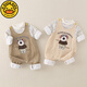 G.DUCKKIDS baby clothes spring and autumn double-layer split suit for men and women baby cotton sweatshirt jumpsuit overalls outing clothing apricot XHY-73mP4BQC30 73cm