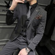 Playboy (PLAYBOY) men's high-end suit Korean version plus size groom wedding dress slim professional formal suit casual jacket dark gray four-piece suit (suit + trousers + vest + shirt) 2XL 135-145 Jin Jin is equal to 0.5 kg