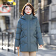 Flying in the snow down jacket for women 2025 winter mid-length loose hooded middle-aged and elderly thick coat mother's wear natural green 2XL