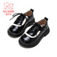 Fuluo Mi Girls' Small Leather Shoes Spring and Autumn Sweet and Fashionable Versatile Shoes Little Girls Campus Fashion Etiquette Shoes Black 33