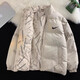 NBA CARES-Nike Nike new jacket down double-sided cotton jacket winter men and women thickened cotton jacket warm stand-up collar cotton jacket Nike Khaki XL recommended 130-150Jin Jin equals 0.5 kg