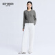 Deep Atem Tief Atem Frauen hohle runde Halswolle Textur kleiner Geschmackstil Strick -Strickjacke Frauen A401276 Jingshe grau XL (5)