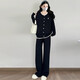 Geman maternity wear autumn suit 2025 new slim casual loose large size tops and pants two-piece knitted autumn and winter black suit L (recommended 110-125 Jin Jin equals 0.5 kg)