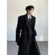 Du Xiaoxian British style black shoulder padded godfather coat men's autumn mid-length high-end cleanfit shoulder windbreaker jacket black regular XL recommended 120-140Jin Jin equals 0.5 kg