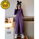 G.DUCKKIDS Little Yellow Duck Girls' Overalls Set Dopamine Style Children's Clothes for Big Girls Purple Fashionable Long-Sleeved Pants Two-piece Set Purple Overalls 160 cm