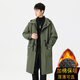 LOFVRANG cotton thickened warm mid-length windbreaker jacket men's autumn and winter large size loose fat casual coat knee-length cloak black cotton thickened 2XL suitable for 160 to 180 Jin Jin equals 0.5 kg