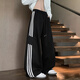 Du Xiaoxian American heavyweight three-stripe casual pants men's autumn new floor-length wide-leg pants loose straight sports pants black XL recommended 120-140Jin Jin equals 0.5 kg