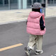 Children's cotton vest for boys and girls, warm hooded vest for middle and large children, baby outer wear set, school uniform vest, versatile black 140