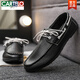 CARTELO round toe shoes casual men's sporting Lef Bean Doodle leather shoes with one foot British flat sole lightweight breathable formal wear D882 brown 42