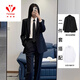 FANAOGE black suit suit for women spring and autumn new style college defense interview professional suit student union formal workwear tie + suit + white shirt + pants four-piece suit L recommended 110-120 Jin Jin equals 0.5 kg Urgent items will be sent on the same day - contact customer service for SF Express
