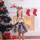 Christmas deer European and American children's elk performance princess skirt girls decoration holiday dress tutu skirt performance costume dark coffee dress 90 S (-105 cm)