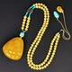 Hupai one thing one picture one certificate natural beeswax pendant Maitreya Buddha Buddha statue pendant necklace chicken fat yellow pendant 19.52 grams 42*39*19 mm