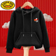 G.duck parent-child clothing for a family of three hooded sweatshirts for men and women in autumn and winter new long-sleeved tops plus velvet and thickened family jackets red hooded five-star red flag Chinese chest mark plus velvet 110 30-40Jin Jin is equal to 0.5 kg