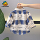G.duck Little Yellow Duck Children's Cotton Shirt Children's Autumn Cotton Top Baby Long-Sleeved Shirt Boys Autumn Baby Ocean Blue L Whitewash Bear Spring and Autumn Style Cotton Shirt 80 cm Recommended height 65-75 cm