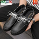 CARTELO round toe shoes casual men's sporting Lef Bean Doodle leather shoes with one foot British flat sole lightweight breathable formal wear D882 brown 42
