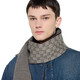GUCCI Gucci GG wool jacquard scarf new gift black gray one size