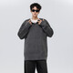 American retro twist design sweater for men and women, lazy henley collar loose pullover sweater for men and women, gray thick XL