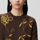 Pipi Dog's 25th Autumn and Winter New Style Round Neck Contrast Color Jacquard Knitted Sweater Shoulder Bottoming 100% Cashmere Sweater Women A26 Sandalwood Brown 2XL 175/96A