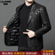 利郎冬季新款男士真皮可拆卸西装中青年商务外套休闲皮衣西服 黑色7013亮老虎 4XL 190(建议170-185斤)