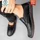 
Woodpecker men's casual leather shoes autumn leather one-foot lazy business casual soft leather soft sole bean shoes dad men's shoes black [9916 four seasons] 38