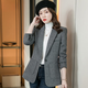 LIIS shopping mall same style high-end jacket 2026 spring and autumn woolen small suit for women thickened small women houndstooth single brown suit XL 110~119Jin Jin equals 0.5 kg