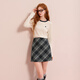 Sancai 2025 Autumn New Retro Plaid Woolen Skirt High Waist Slim A-Line Skirt Slimming Short Skirt M Silent Gray Plaid Pre-sale Send within 15 days of payment M 160/68A