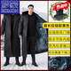 ROMON super long military coat for men in winter, thickened and extended version, waterproof and velvet cold-proof clothing, ankle-length cotton jacket, cotton coat, black, extra long zipper style, detachable hood, one size fits all, recommended 100-170 Jin Jin equals about 0.5 kg
