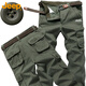 JEEP overalls men's loose autumn and winter straight casual pants multi-pocket versatile men's pants grass green 32