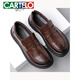 Cartelo kriegerlose braune Herrenschuhe Frühling 2025 Neue Big Head Business Casual Lederschuhe Solid Farbbreite Mäkel-Slipper GX9923 Brown 38