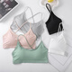 Woodpecker Beauty Back Ice Silk Thin Underwear Women's Thin Shoulder Strap Tube Top Fixed Bra Pad Small Camisole No Rim Bra Black + White M 70-90Jin Jin equals 0.5 kg